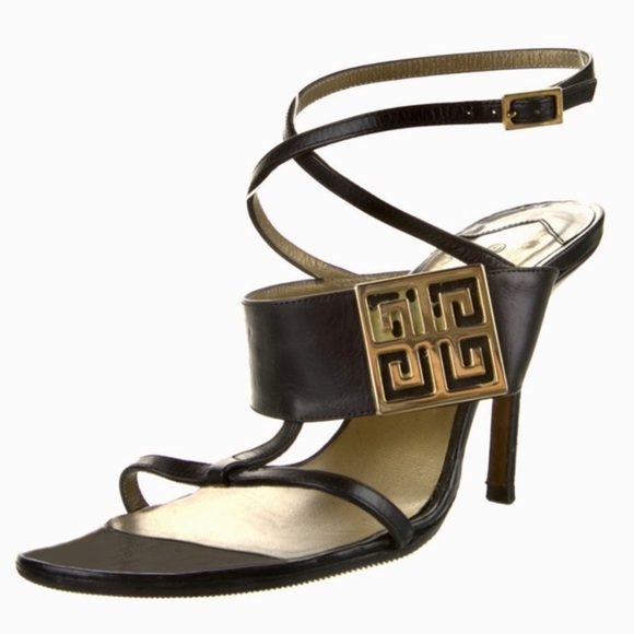 Givenchy 4G Logo Plaque Strappy Leather Heeled Sandals - Picture 1 of 8